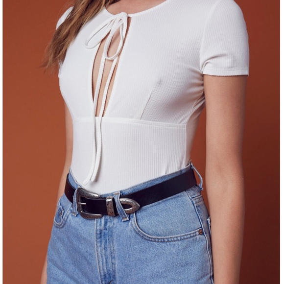 White Ribbed Bodysuit - Picture 3 of 4